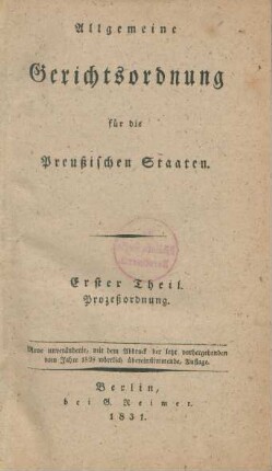 Theil 1: Prozeßordnung