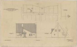 Gsaenger, Gustav; Gauting / Starnberg (Bayern), Schollstr.; Wohnhaus Prof. Füchtbauer, Erweiterung - Wohnungsneubau (Lageplan), West- u. Nordseite (Ansichten)