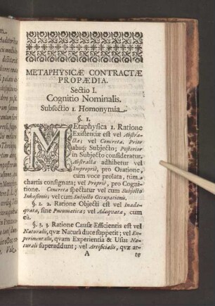 Metaphysicae Contractae Propaedia. Sectio I. Cognitio Nominalis. Subsectio ...