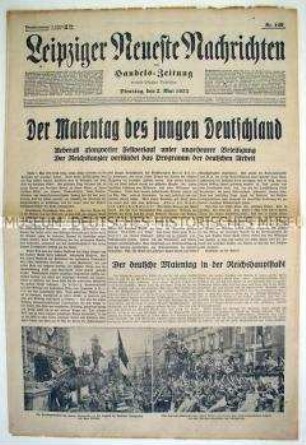 Tageszeitung "Leipziger Neueste Nachrichten" zum 1. Mai