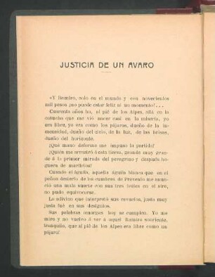 Justicia de un avaro