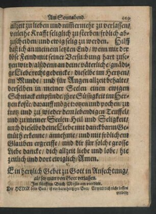 V. Ein hertzlich Gebet zu Gott in Anfechtung/ als sey man von Gott verlassen.