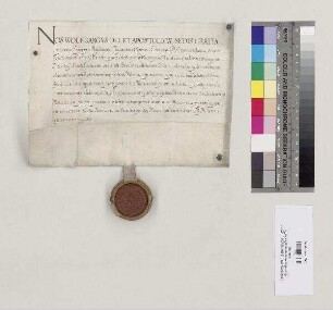 Bischof Wolfgang von Regensburg, Propst von Ellwangen, quittiert Abt Hieronymus, dessen Koadjutor Hieronymus [Feury] und den Konvent von St. Emmeram über zehn Pfund Regensburger Pfennige für die dem Bischof von Regensburg auf päpstliche Weisung jährlich geschuldeten 30 Pfund Turnosen (Turonensium parvorum) für das Jahr 1607. S=A