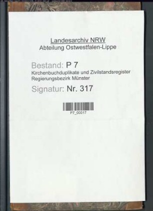 Zivilstandsregister der Munizipalität Hamm (G 1809). (Gemeinde: Hamm, Kreis Recklinghausen)