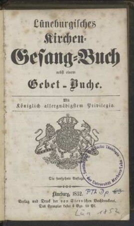Lüneburgisches Kirchen-Gesang-Buch: nebst einem Gebet-Buche