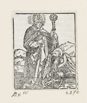 Heiliger Augustinus und der Adler des heiligen Johannes, aus: Peter Apian, "Hortulus anime", Nürnberg 1517