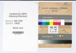 Entnazifizierung Karl Bohle, geb. 24.05.1901 (Laborant)