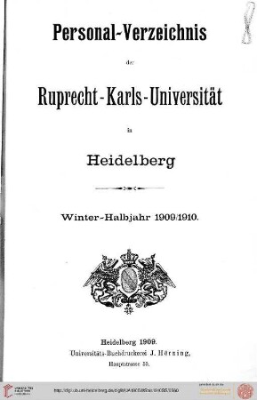 Wintersemester 1909/1910