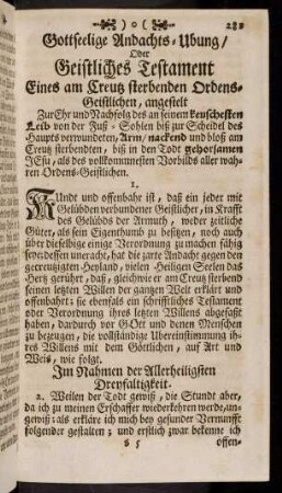 281-288, Gottseelige Andachts-Ubung oder geistliches Testament