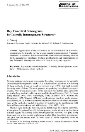 Ray theoretical seismograms for laterally inhomogeneous structures
