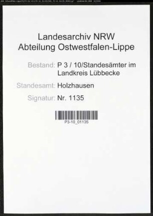 Sterberegister Standesamt Holzhausen