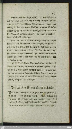 Von den Krankheiten einzelner Theile