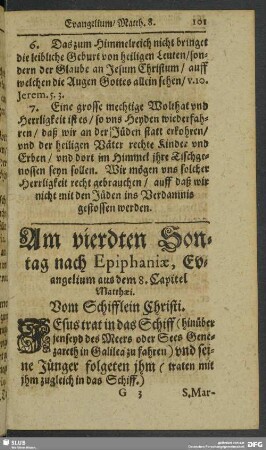 Am vierdten Sontag nach Epiphaniae, Evangelium aus dem 8. Capitel Matthaei