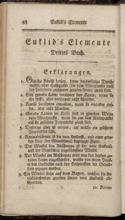 Euklid´s Elemente. Drittes Buch