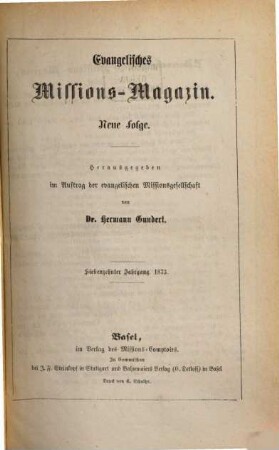 Evangelisches Missions-Magazin. 17. 1873