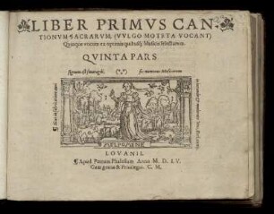 Liber primus cantionum sacrarum ... quinque vocum. Quinta Pars