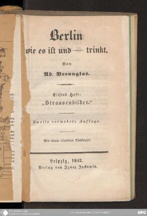 11: Strassenbilder : Mit einem colorirten Titelkupfer