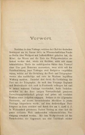 Post und Telegraphie im Weltverkehr : eine Skizze