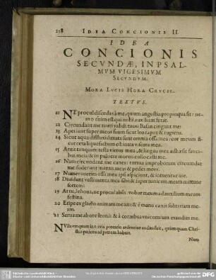 Idea Concionis Secundae, In Psalmum Vigesimum Secundum