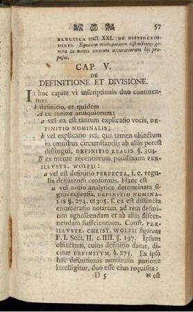 Cap. V. De definitione et divisione.