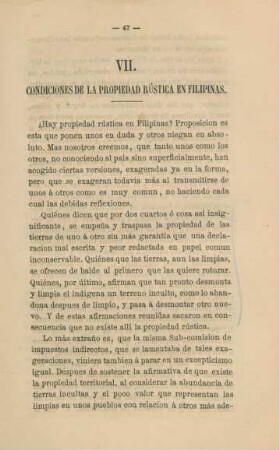 VII. Condiciones de la propiedad rústica en Filipinas