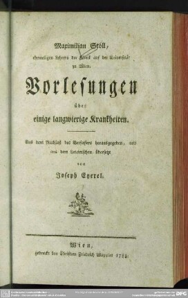 [1]: Vorlesungen über einige langwierige Krankheiten