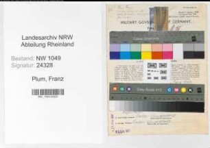 Entnazifizierung Franz Plum , geb. 16.02.1892 (Schlosser)
