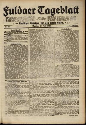 Ausgabe vom Montag, den 11. Juli 1921.