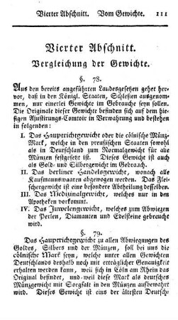 Vierter Abschnitt. Vergleichung der Gewichte.