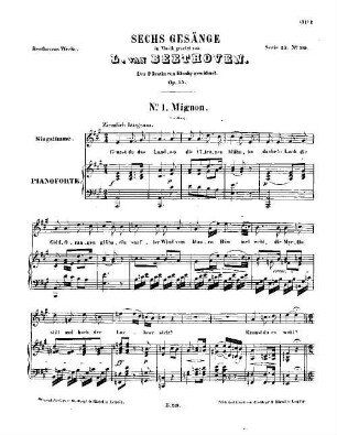 Beethoven's Werke, 219 = Serie 23: Lieder und Gesänge mit Begleitung des Pianoforte. 6 Gesänge : op. 75