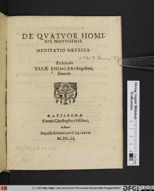 De Quatuor Hominis Novissimis : Meditatio Metrica