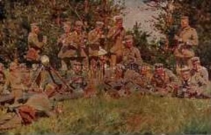 Soldaten beim Essen im Feld
