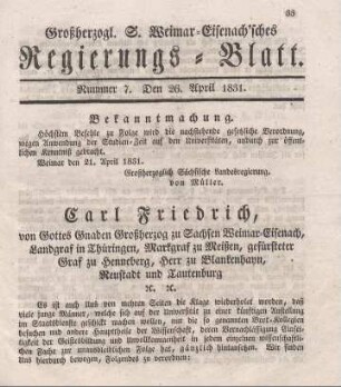 Nr. 7 : 26. April 1831
