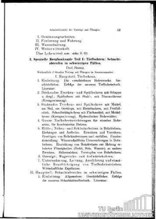 3. Spezielle Bergbaukunde Teil I: Tiefbohren; Schachtabteufen in schwierigen Fällen