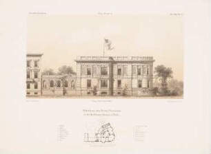 Wohnhaus des Herrn Fleitmann, Berlin: Grundriss, Ansicht (aus: Architektonisches Skizzenbuch, H. 129/6, 1874)