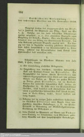 Bericht über die Versammlung der technischen Section am 15. November 1850