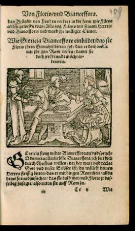 Wie Gloricia Bianceffora einbildet/ das sie Florio ihren Gemahel bitten sol/ ...
