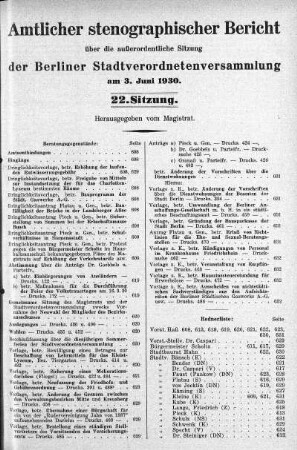 Sitzung 22, 3. Juni 1930