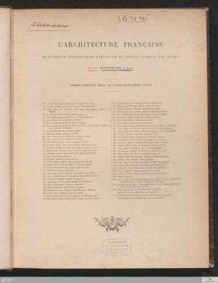 6. Série: [L'architecture française] Band 6. Série : monuments historiques du XIe siècle jusqu'à nos jours