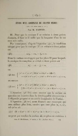 Étude d'un complexe du second ordre.