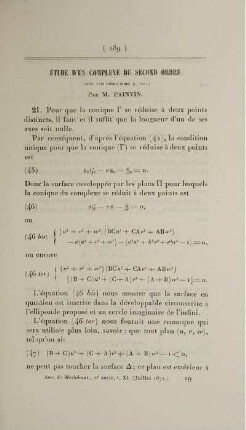 Étude d'un complexe du second ordre.
