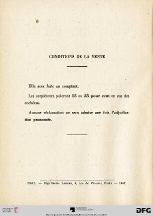 Conditions de la vente