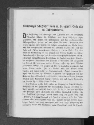 Hamburgs Schiffahrt vom 16. bis gegen Ende des 18. Jahrhunderts.