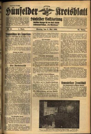 Erste Ausgabe vom Montag, den 09. Mai 1938.