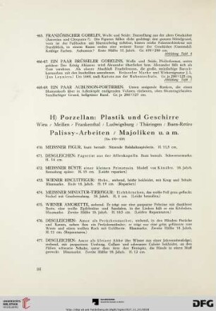 H) Porzellan: Plastik und Geschirre, Palissy-Arbeiten/Majoliken u.a m. (Nr. 470-559)