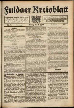 Ausgabe vom Montag, den 03. April 1911.