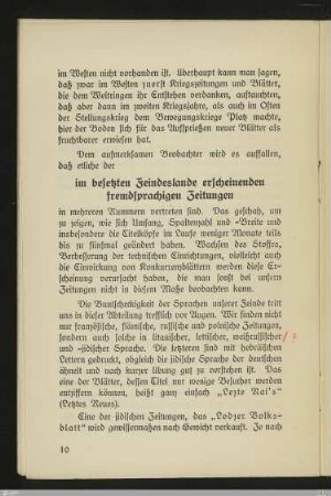 im besetzten Feindeslande erscheinenden fremdsprachigen Zeitungen