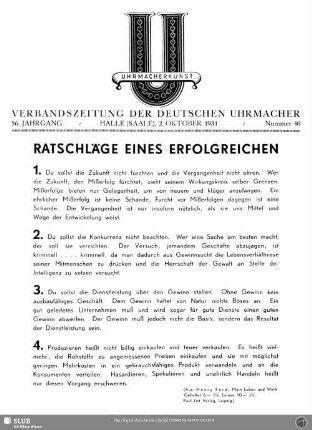 Ratschläge eines Erfolgreichen
