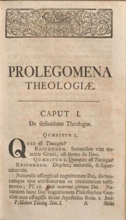 Prolegomena Theologiae.