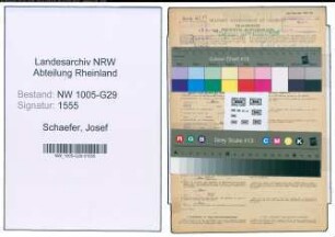 Entnazifizierung Josef Schaefer , geb. 18.03.1891 (Bahnsekretaer)